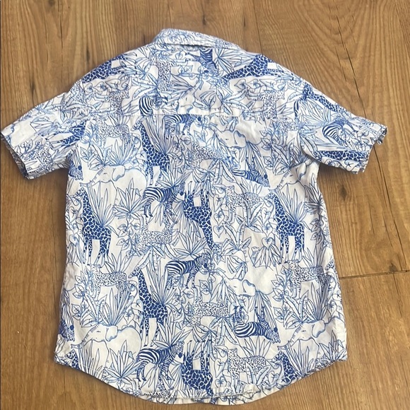Carter's Blue and White Button Down Jungle Print - Picture 5 of 7